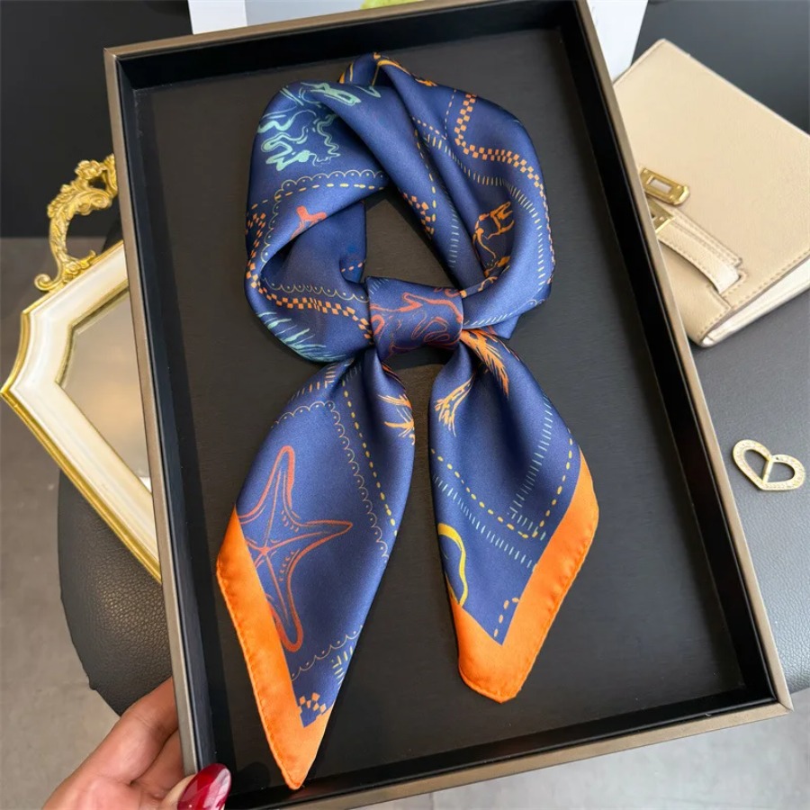 Shawl Wrap Winter - Blauer Seidenschal für Damen, luxuriöser, weicher